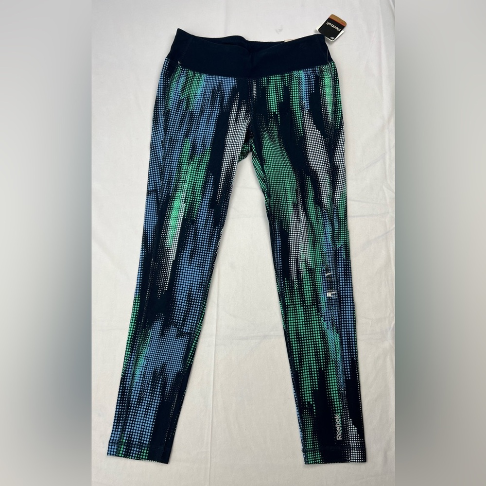 New Reebok Stretch Cotton Tight Fit Printed Leggings - Medium